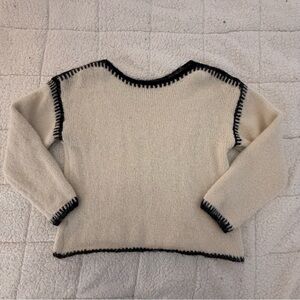 SHEIN Cream Sweater with Black Accents
